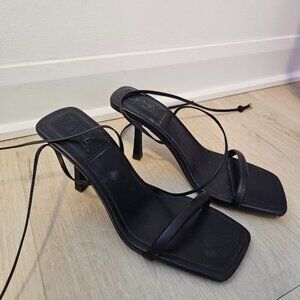 Zara lace-up black kitten heels (size 39)